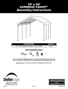 10' x 20' SUPERMAX CANOPY Assembly Instructions
