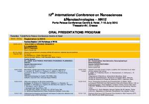 12 th International Conference on Nanosciences