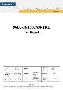 96D3-2G1600NN-TRL. Test Report. AKDC DQA Engineer. Page 1 of 1
