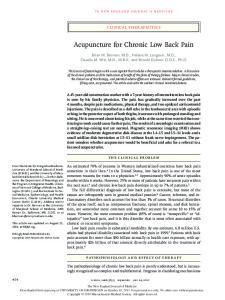 Acupuncture for Chronic Low Back Pain