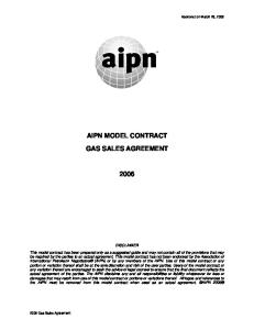 AIPN MODEL CONTRACT GAS SALES AGREEMENT