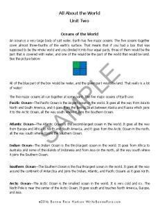 All About the World Unit Two. Oceans of the World