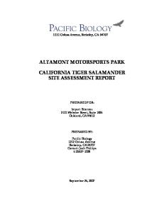 ALTAMONT MOTORSPORTS PARK CALIFORNIA TIGER SALAMANDER SITE ASSESSMENT REPORT