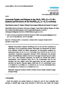 Ammonia Uptake and Release in the MnX 2 NH 3 (X = Cl, Br) Systems and Structure of the Mn(NH 3 ) n X 2 (n = 6, 2) Ammines