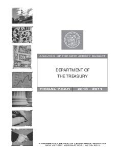ANALYSIS OF THE NEW JERSEY BUDGET DEPARTMENT OF THE TREASURY