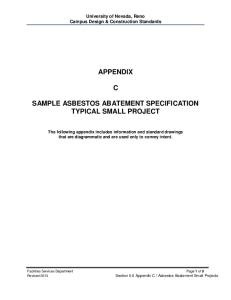 APPENDIX SAMPLE ASBESTOS ABATEMENT SPECIFICATION TYPICAL SMALL PROJECT