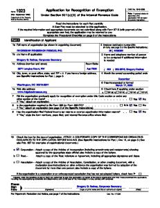 Application for Recognition of Exemption