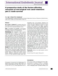 Aprospectivestudyofthefactorsaffecting outcomes of non-surgical root canal treatment: part 2: tooth survival