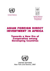 ASIAN FOREIGN DIRECT INVESTMENT IN AFRICA