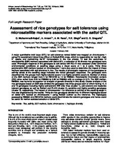 Assessment of rice genotypes for salt tolerance using microsatellite markers associated with the saltol QTL