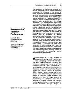 Assessment of Teacher Performance