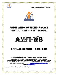 ASSOCIATION OF MICRO FINANCE INSTITUTIONS WEST BENGAL ANNUAL REPORT