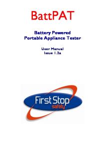 BattPAT. Battery Powered Portable Appliance Tester. User Manual Issue 1.2a