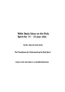 Bible Study Ideas on the Holy Spirit for year olds