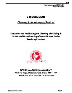 BID DOCUMENT. Cleaning & Housekeeping Services