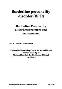 Borderline personality disorder (BPD)