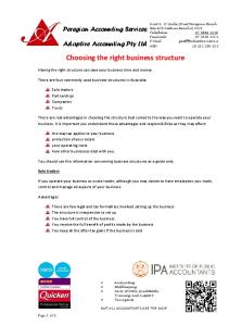 Choosing the right business structure