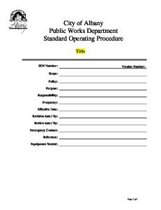 City of Albany Public Works Department Standard Operating Procedure