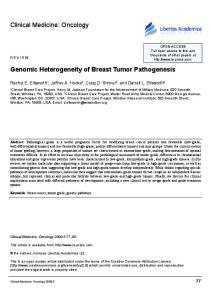 Clinical Medicine: Oncology. Genomic Heterogeneity of Breast Tumor Pathogenesis
