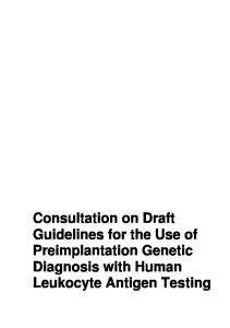 Consultation on Draft Guidelines for the Use of Preimplantation Genetic Diagnosis with Human Leukocyte Antigen Testing