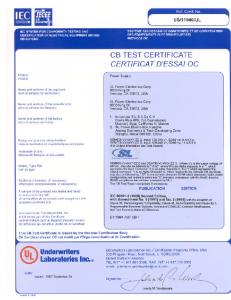 COVER PAGE FOR TEST REPORT