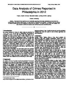 Data Analysis of Crimes Reported in Philadelphia in 2012