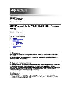 DDR Protocol Suite 2.50 Build Release Notes