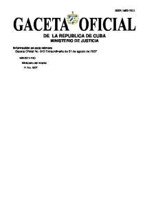 DE LA REPUBLICA DE CUBA MINISTERIO DE JUSTICIA