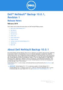 Dell NetVault Backup , Revision 1