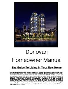 Donovan Homeowner Manual