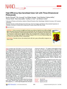Dye-sensitized solar cells (DSCs) are one of the most promising