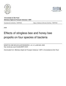 Effects of stingless bee and honey bee propolis on four species of bacteria