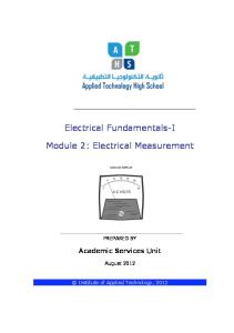 Electrical Fundamentals-I. Module 2: Electrical Measurement