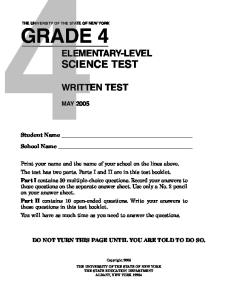 ELEMENTARY-LEVEL SCIENCE TEST