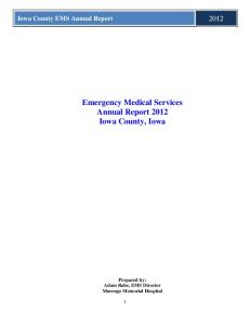 Emergency Medical Services Annual Report 2012 Iowa County, Iowa