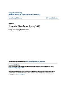 Emerities Newsletter, Spring 2013