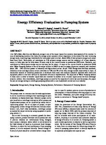 Energy Efficiency Evaluation in Pumping System