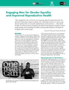 Engaging Men for Gender Equality and Improved Reproductive Health