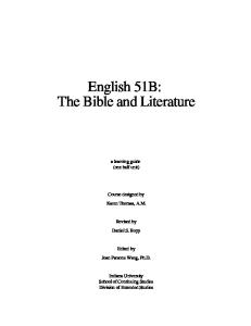 English 51B: The Bible and Literature