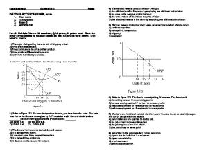 Examination 3 Economics II Payne