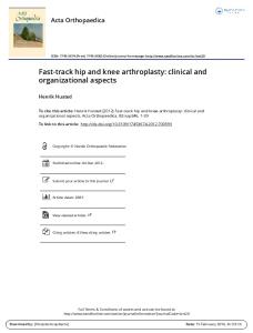 Fast-track hip and knee arthroplasty: clinical and organizational aspects