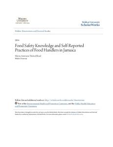 Food Safety Knowledge and Self-Reported Practices of Food Handlers in Jamaica