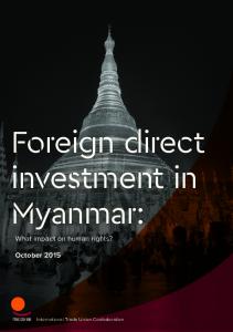 Foreign direct investment in Myanmar: