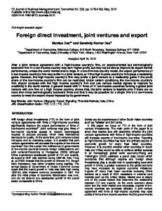 Foreign direct investment, joint ventures and export