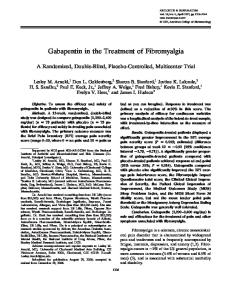 Gabapentin in the Treatment of Fibromyalgia