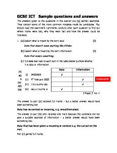 GCSE ICT Sample questions and answers