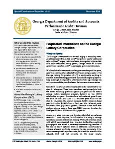 Georgia Department of Audits and Accounts Performance Audit Division