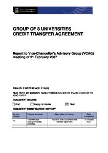 GROUP OF 8 UNIVERSITIES CREDIT TRANSFER AGREEMENT