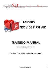 HLTAID003 PROVIDE FIRST AID