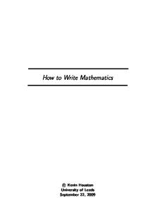 How to Write Mathematics